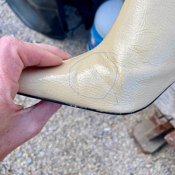 ZARA Ivory Cream Patent Leather Mid Calf Chelsea Boots Size 6 - Picture 7 of 8